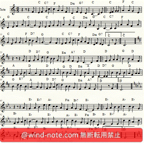 フルート用無料楽譜 唱歌 仰げば尊し A Song Of The Graduation Aogebatoutoshi Flute Sheet Music フルート無料楽譜のページ