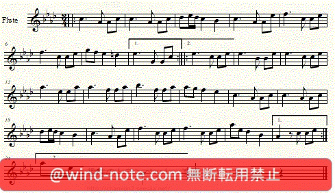 フルート用無料楽譜 ブラームス作曲 愛のワルツop39 15 Brahms Waltz 15 Op 39 Flute Sheet Music フルート無料楽譜