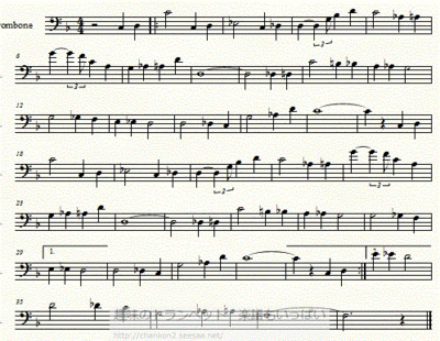 トロンボーン用無料楽譜 デローズ 夢のディープ パープル Derose Deep Purple Trombone Sheet Music トロンボーン無料楽譜のページ