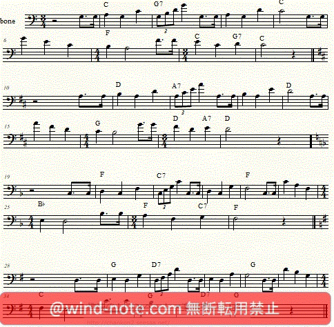 トロンボーン用無料楽譜 ハッピーバースデー Happy Birthday To You Trombone Sheet Music トロンボーン無料楽譜のページ