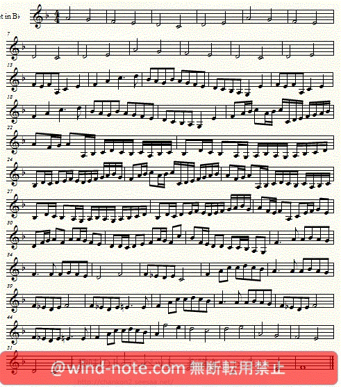 トランペット用無料楽譜 パッヘルベルのカノン Pachelbel Canon Trumpet Sheet Music 低音域のダブルタンギングの練習に トランペット無料楽譜のページ